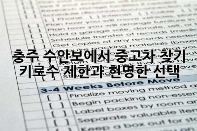 충주 수안보에서 중고차 찾기: 키로수 제한과 현명한 선택