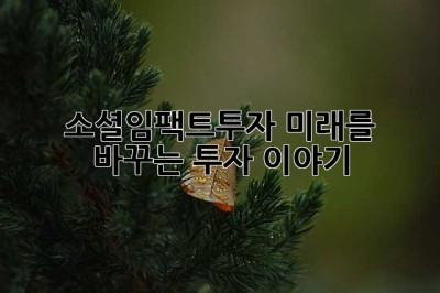 소셜임팩트투자, 미래를 바꾸는 투자 이야기
