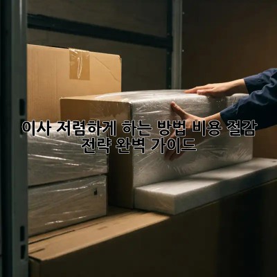 이사 저렴하게 하는 방법: 비용 절감 전략 완벽 가이드