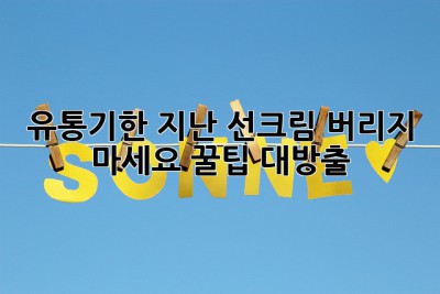 유통기한 지난 선크림? 버리지 마세요! 꿀팁 대방출 ✨